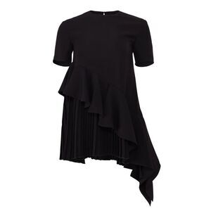 Adeam Black Pleated Ruffle Asymmetric Top